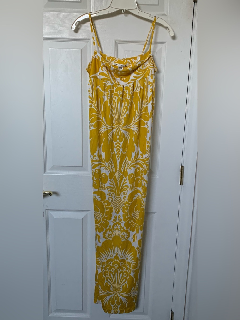 Vintage Y2K Diane Von Furstenberg Vibrant Yellow Silk Blend Maxi Dress Size 2